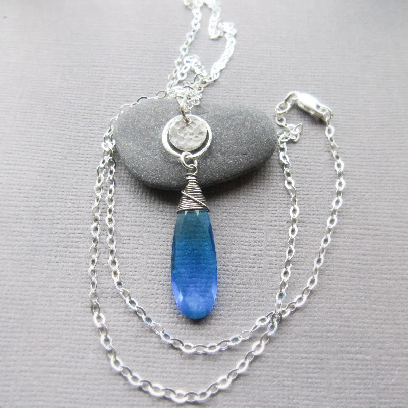 Deep Blue Quartz and Sterling Silver Necklace