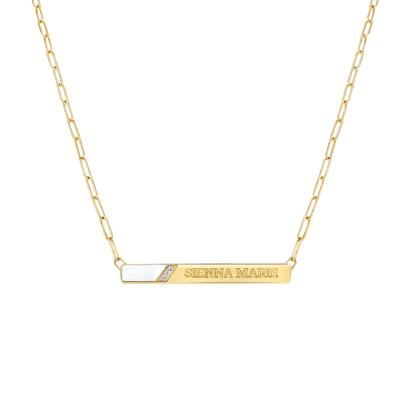 Slash Engravable Necklace with Diamond Accents