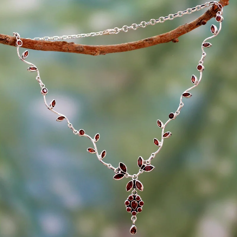 Garnet Flower Necklace