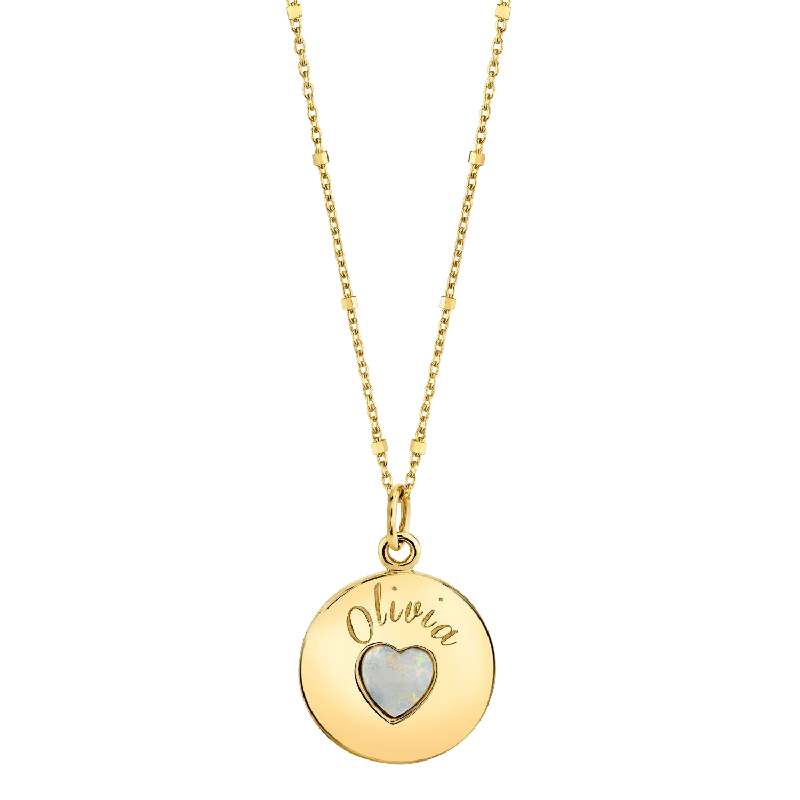 Grand Opal Heart Name Medallion