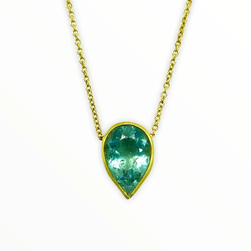 Green Tourmaline Pear Shape Divinity Necklace