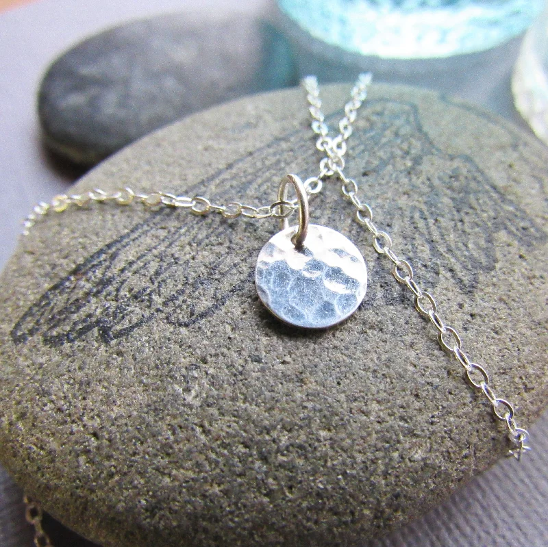 Hammered Sterling Silver Disc Necklace