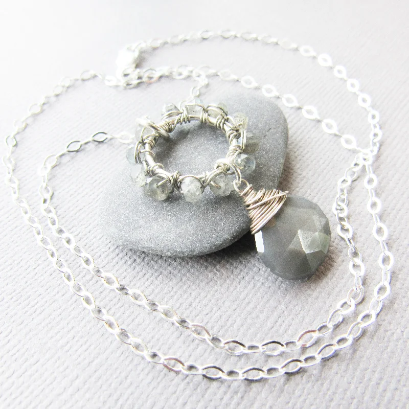 Gray Moonstone & Labradorite Necklace