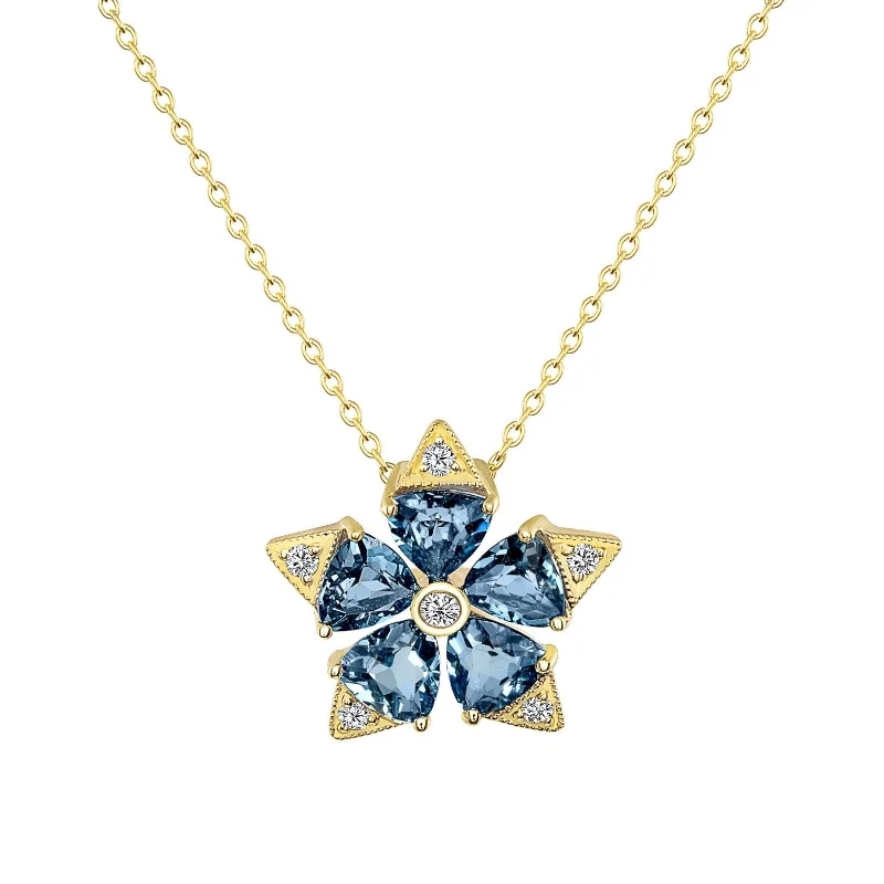 Star Flower Blue Topaz Necklace