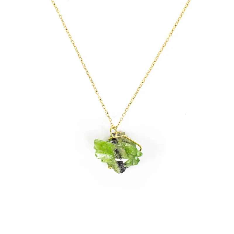 One of a Kind Raw Peridot Necklace