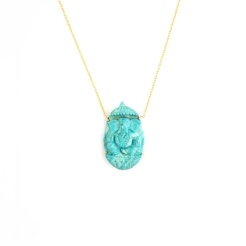 One of a Kind Turquoise Ganesh Necklace