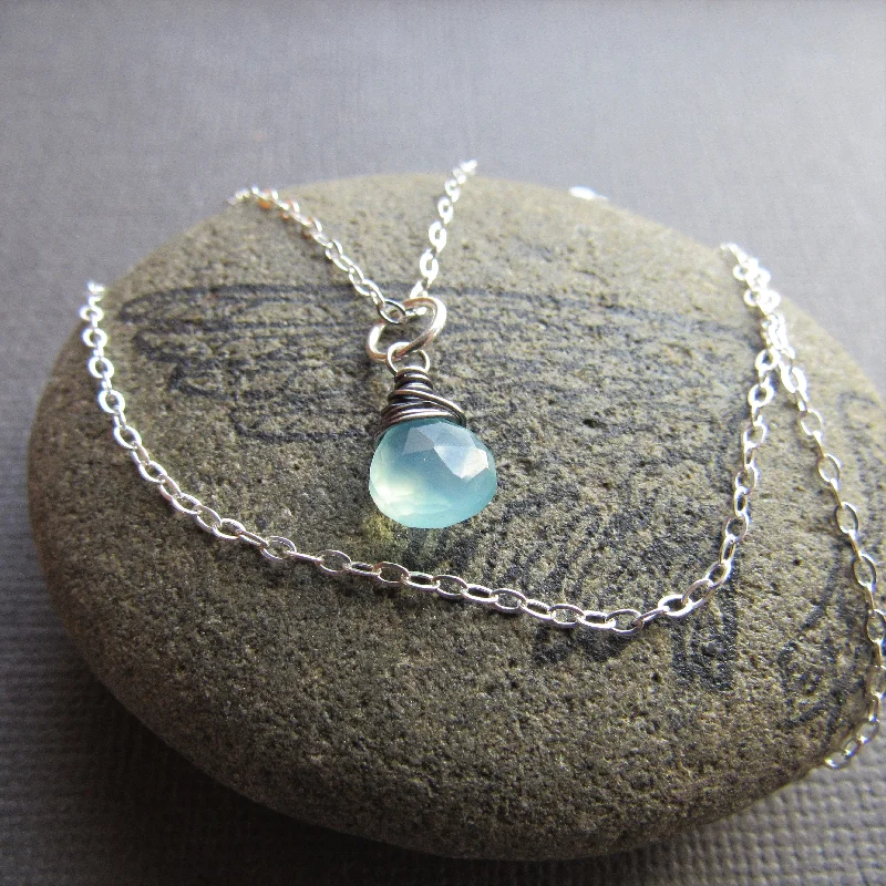 Petite Aqua Chalcedony Necklace