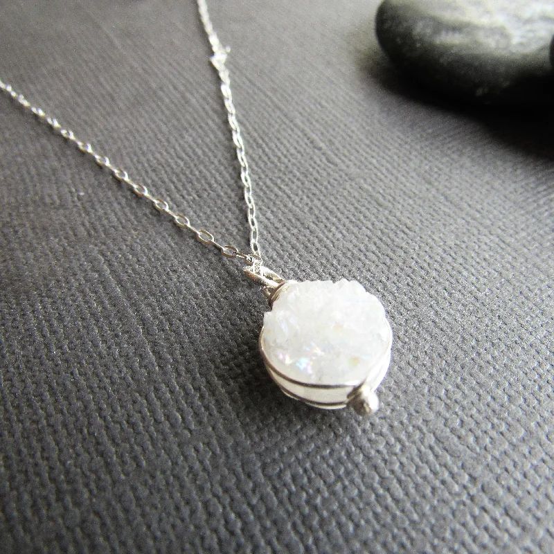 White Druzy Necklace