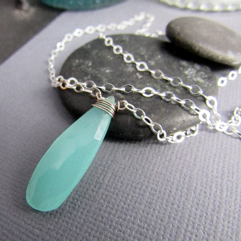 Aqua Chalcedony Necklace