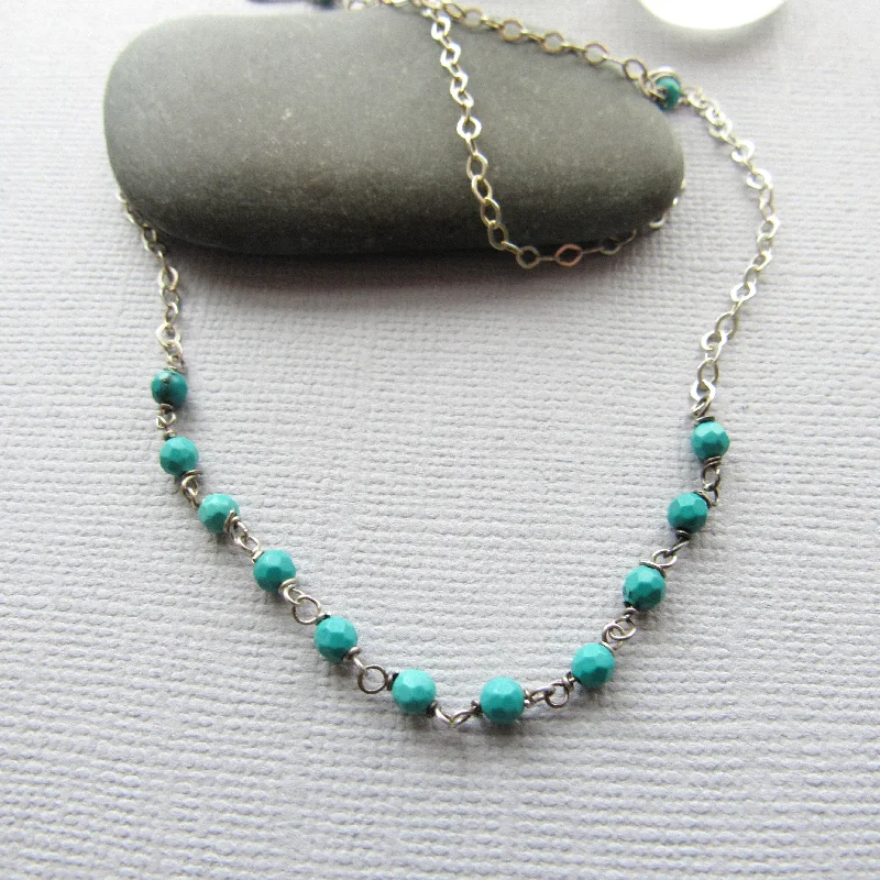 Micro Turquoise and Sterling Silver Necklace