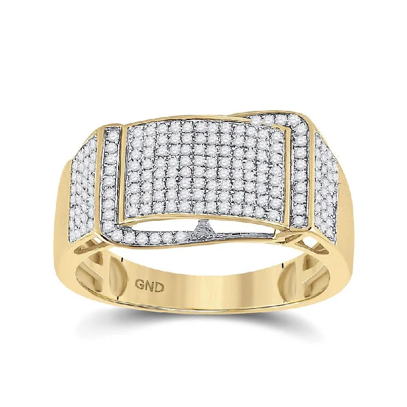 10kt Yellow Gold Mens Round Diamond Fashion Ring 1/2 Cttw