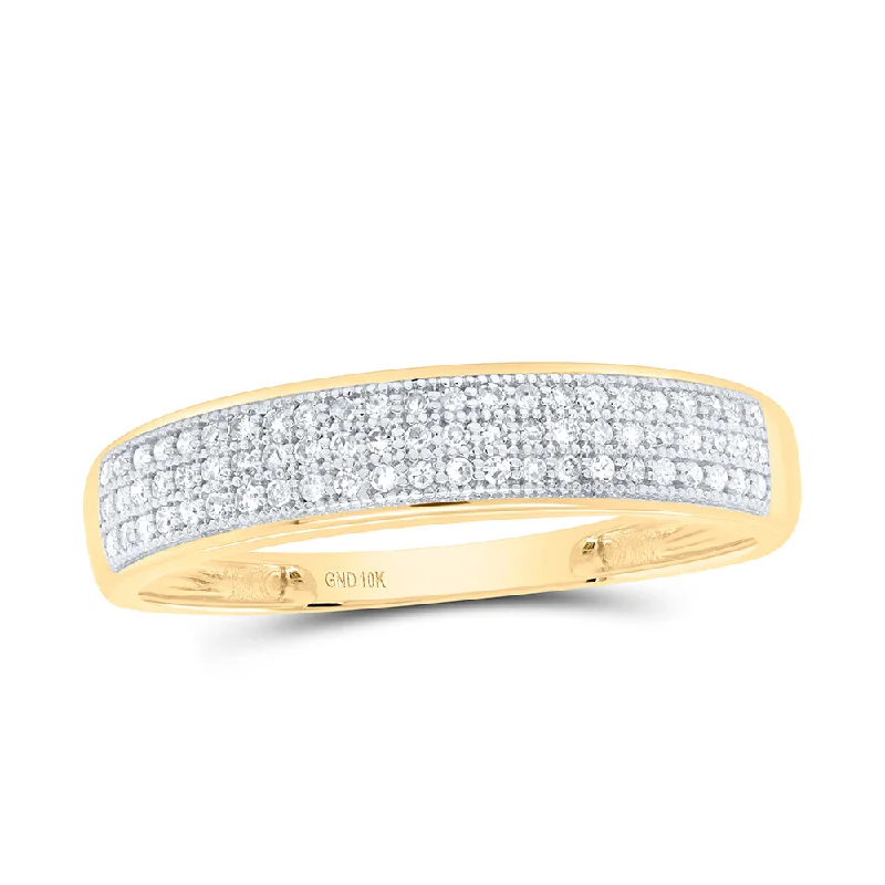 10kt Yellow Gold Mens Round Diamond Pave Band Ring 1/5 Cttw