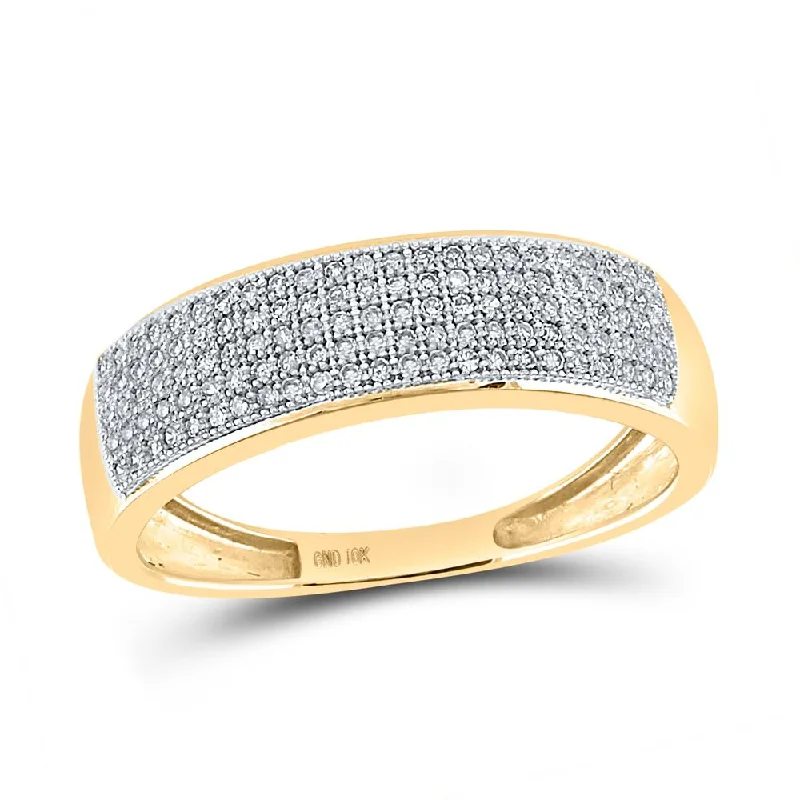 10kt Yellow Gold Mens Round Diamond Wedding Band Ring 1/3 Cttw