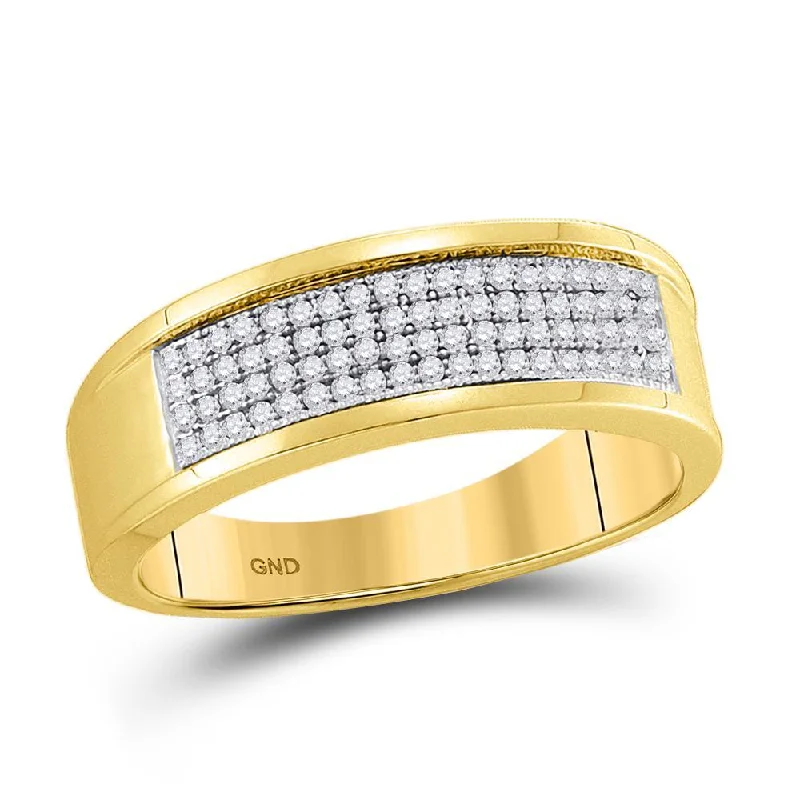 10kt Yellow Gold Mens Round Diamond Wedding Band Ring 1/4 Cttw