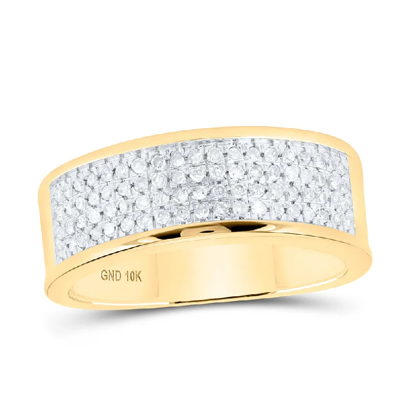 10kt Yellow Gold Mens Round Diamond Wedding Band Ring 1/4 Cttw