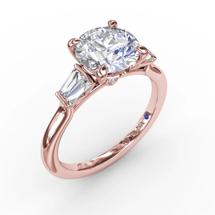 Double Baguette Diamond Engagement Ring