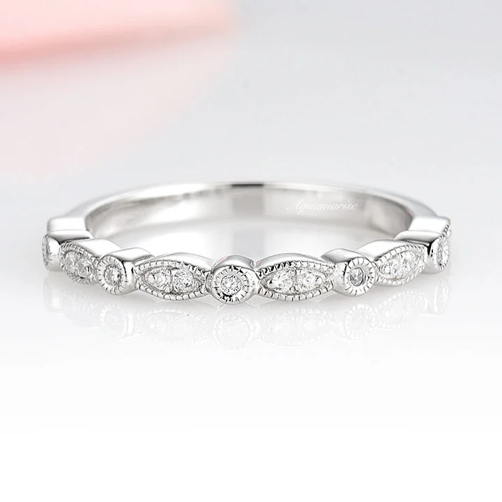 Luxe Diamond Wedding Band- Sterling Silver