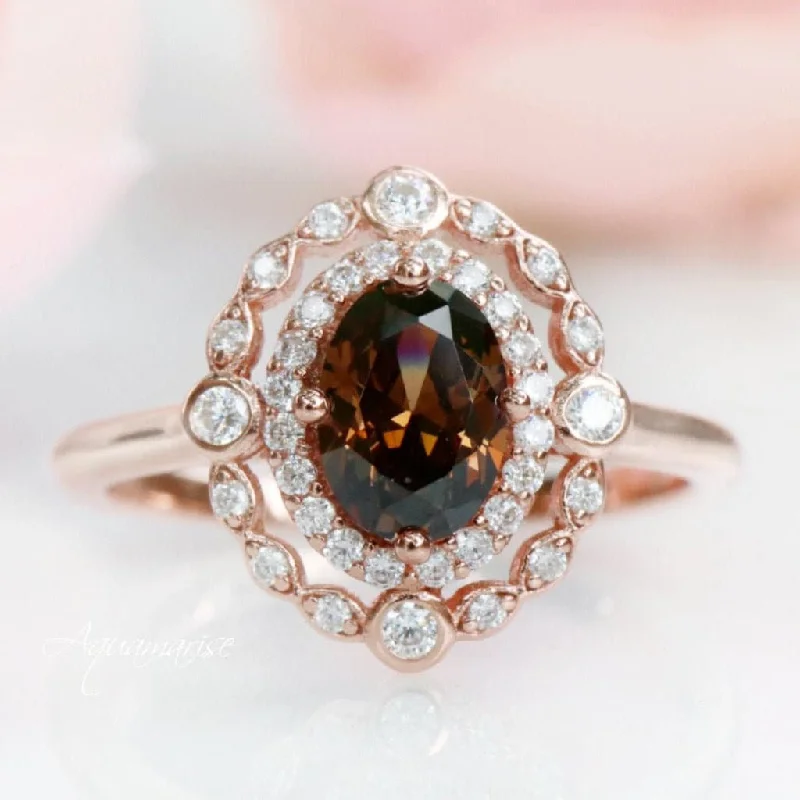 Valentina Smoky Quartz Ring- 14K Rose Gold Vermeil