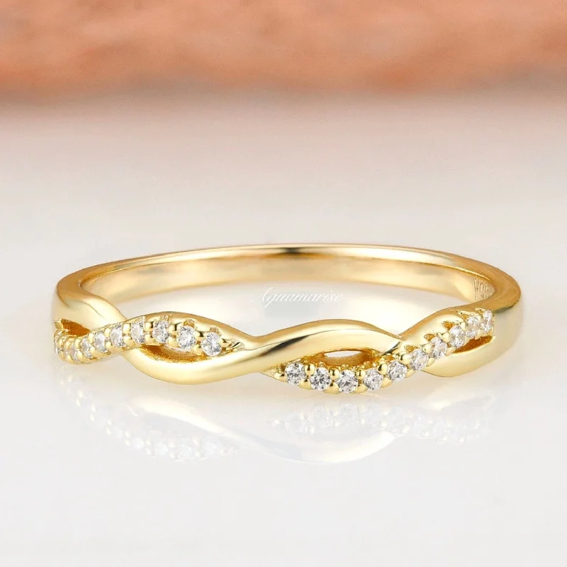 Petite Twisted Vine Diamond Band - 14K Yellow Gold Vermeil