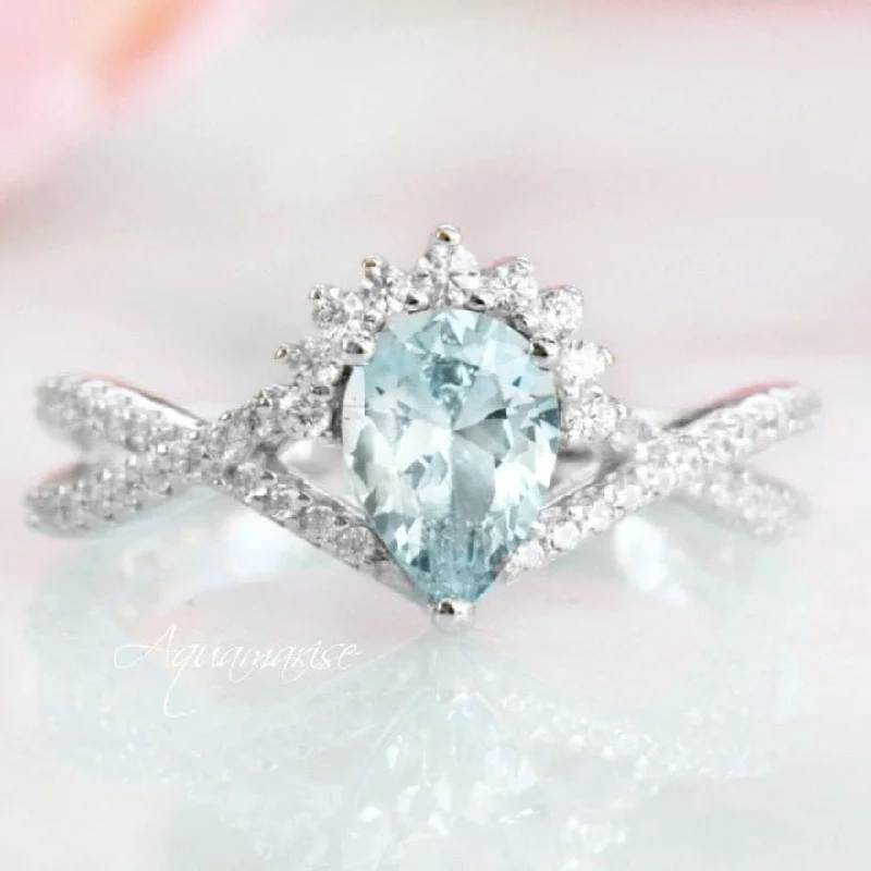 Alice Aquamarine Ring- Sterling Silver