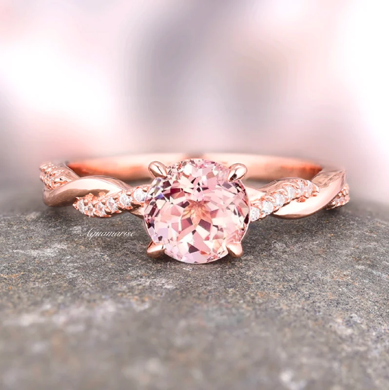 Sophia Twisted Vine Morganite Ring- 14K Rose Gold Vermeil