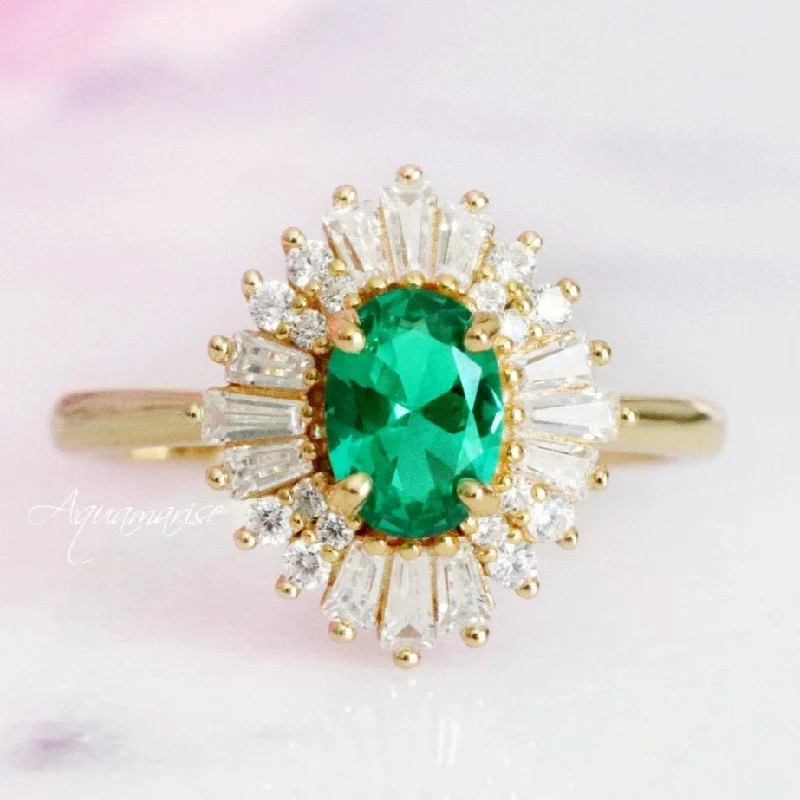 Victoria Emerald Ring- 14K Yellow Gold Vermeil