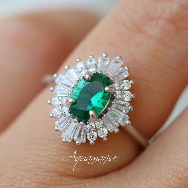 Victoria Emerald Ring- Sterling Silver