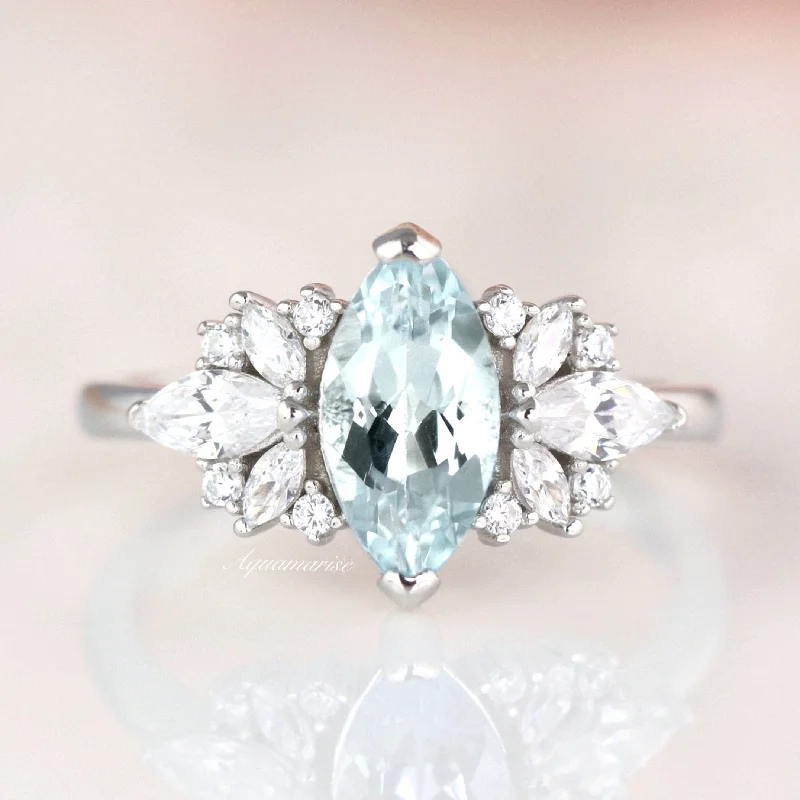 Adeline Aquamarine Ring- Sterling Silver