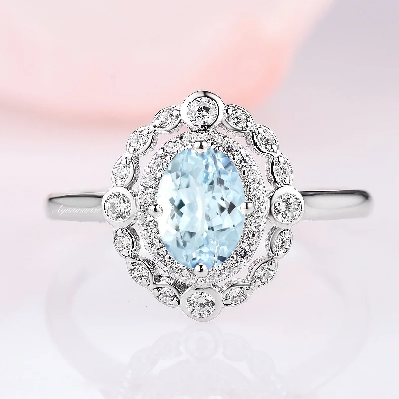 Valentina Aquamarine Ring- Sterling Silver