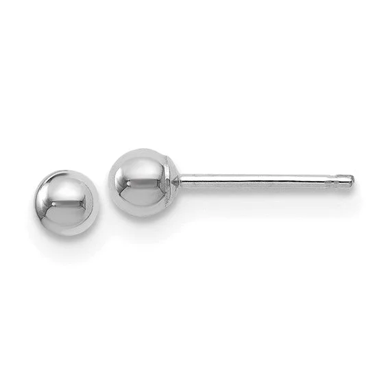 14K White Gold Polished 3mm Ball Post Earrings