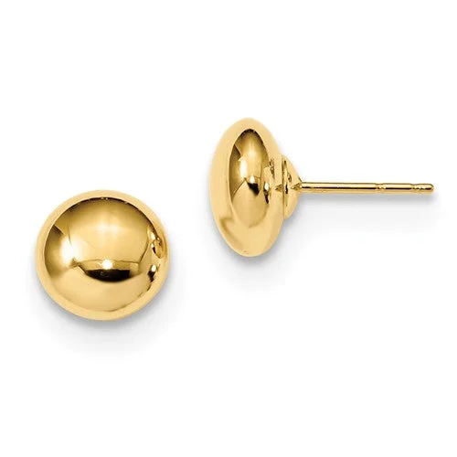 14K Yellow Gold 8mm Polished Button Post Earrings