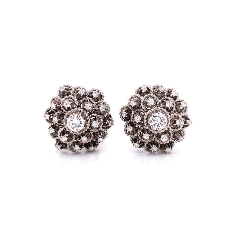 1950s 14KT White Gold Diamond Earrings