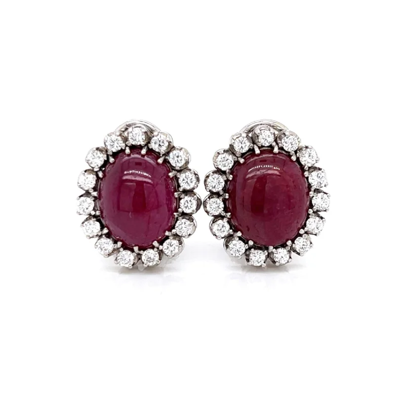 1980s Platinum Ruby & Diamond Earrings