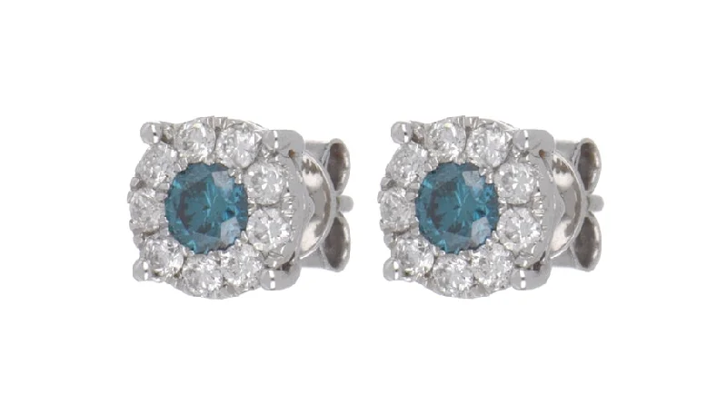 Blue Diamond Ladies Earrings (Blue Diamond 0.25 cts. White Diamond 0.23 cts.)