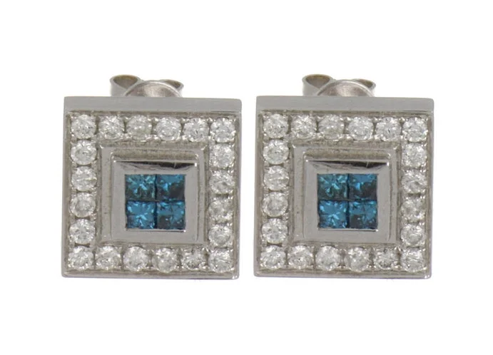 Blue Diamond Earrings (Blue Diamond 0.34 cts. White Diamond 0.65 cts.)