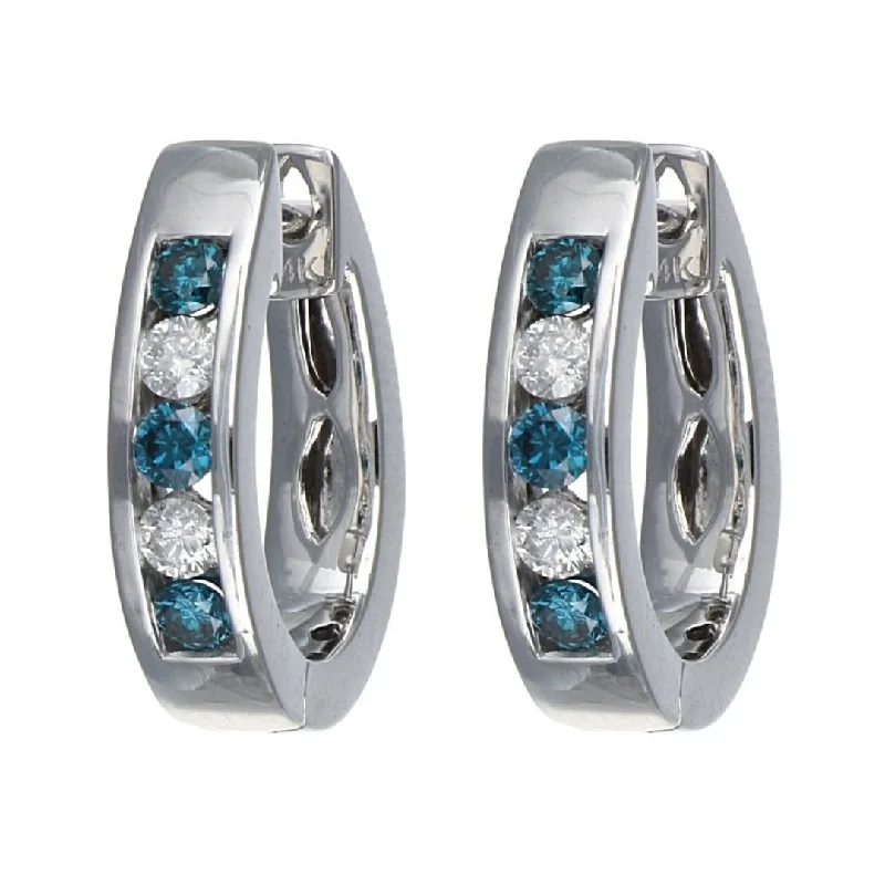 Blue Diamond Earrings (Blue Diamond 0.36 cts. White Diamond 0.23 cts.)