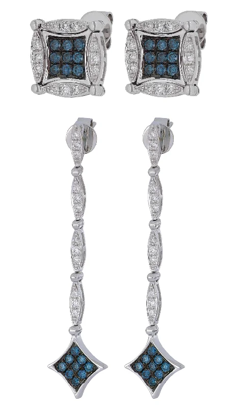 Blue Diamond Earrings (Blue Diamond 0.38 cts. White Diamond 0.27 cts.)