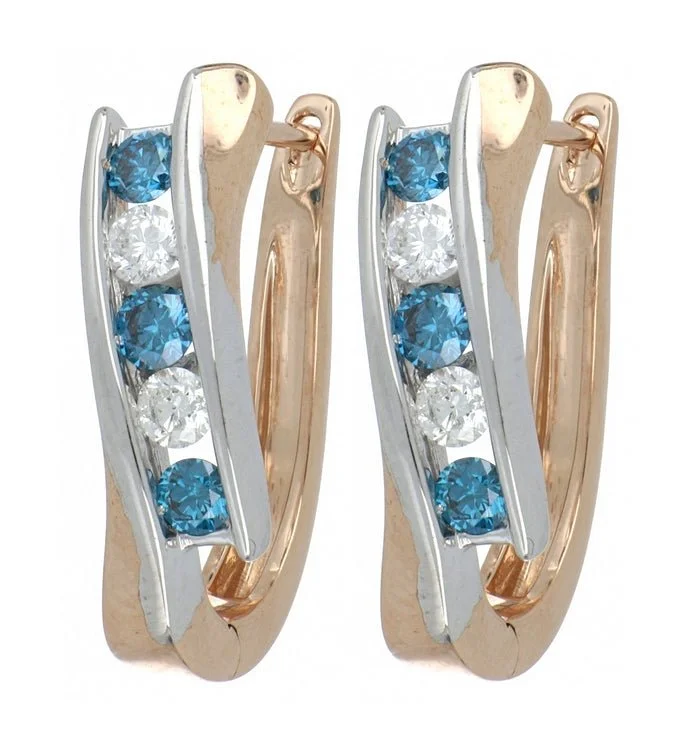 Blue Diamond Earrings (Blue Diamond 0.584 cts. White Diamond 0.42 cts.)