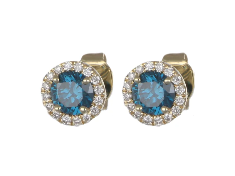 Blue Diamond Earrings (Blue Diamond 0.78 cts. White Diamond 0.12 cts.)