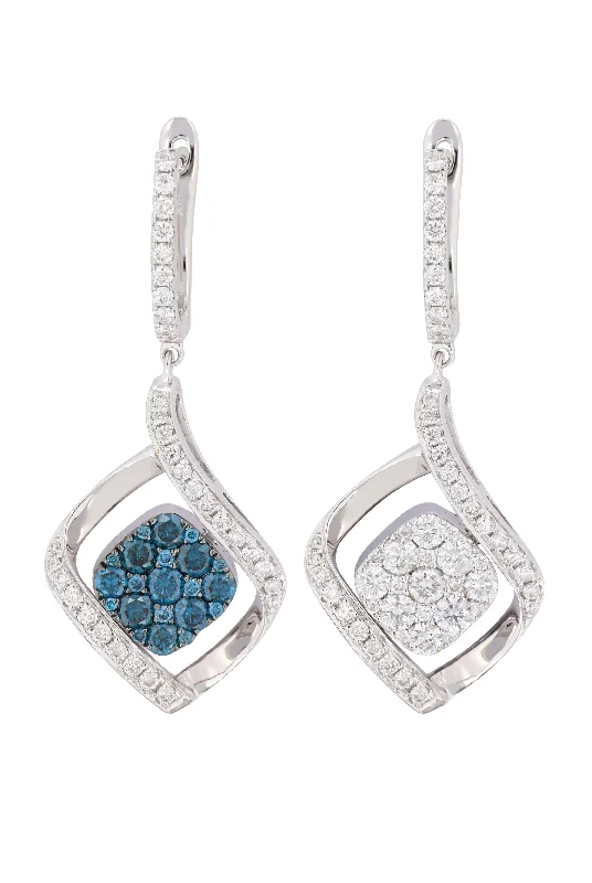 Blue Diamond Earrings (Blue Diamond 0.95 cts. White Diamond 1.37 cts.)