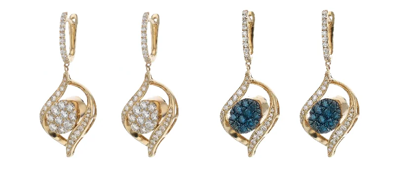 Blue Diamond Earrings (Blue Diamond 1.13 cts. White Diamond 1.68 cts)