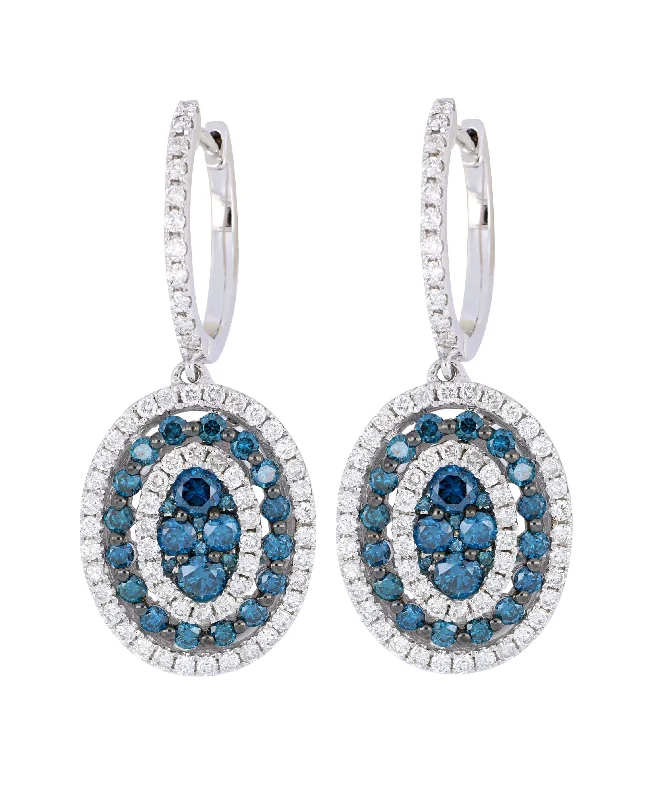 Blue Diamond Ladies Earrings (Blue Diamond 1.37 cts. White Diamond 1.10 cts.)