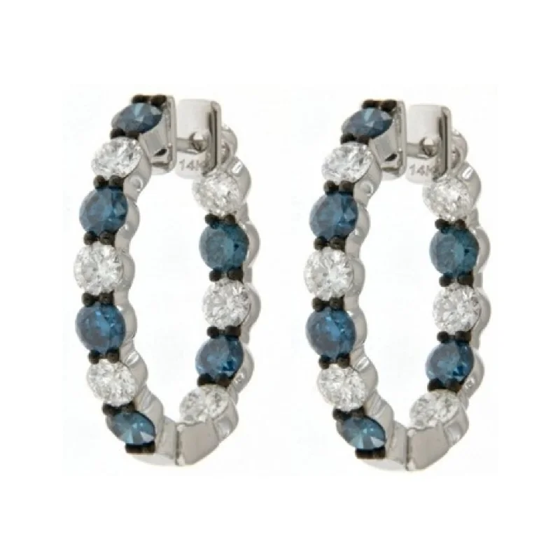 Blue Diamond Earrings (Blue Diamond 1.84 cts. White Diamond 1.79 cts. )