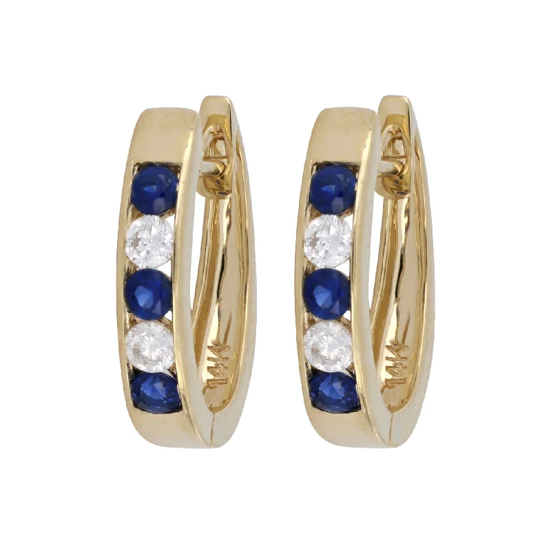 Blue Sapphire Earrings (Blue Sapphire 0.42 cts. White Diamond 0.23 cts.)