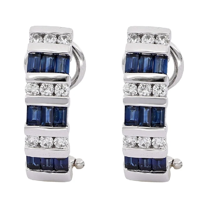 Blue Sapphire Earrings (Blue Sapphire 1.94 cts. White Diamond 0.6 cts.)