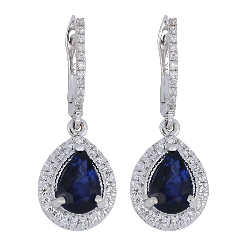 Blue Sapphire Earrings (Blue Sapphire 2.51 cts. White Diamond 0.31 cts.)