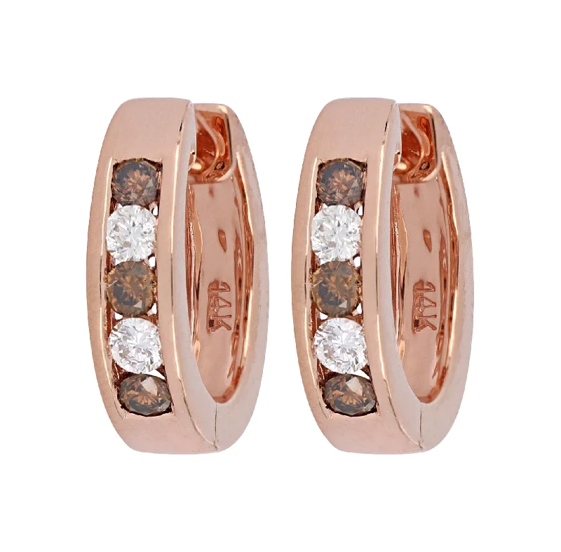 Brown Diamond Earrings (Brown Diamond 0.36 cts. Round White Diamond 0.24 cts.)