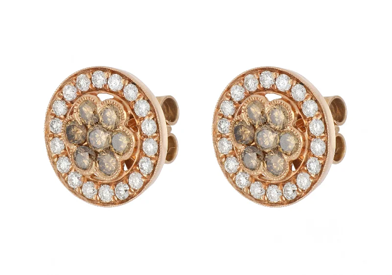 Brown Diamond Earrings (Brown Diamond 1.22 cts. White Diamond 0.82 cts.)