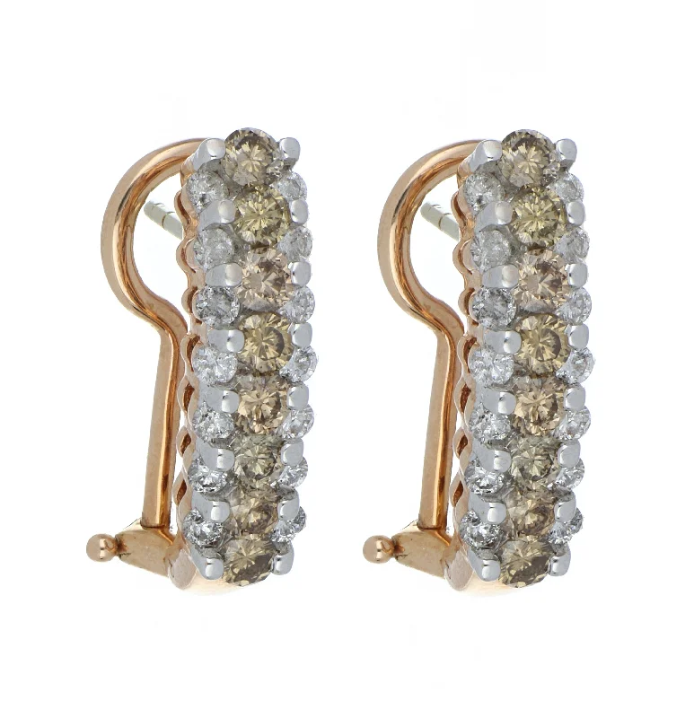 Brown Diamond Earrings (Brown Diamond 1.34 cts. White Diamond 0.82 cts.)