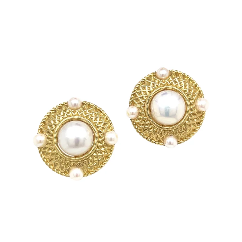 Cassandra Goad Post-1980s 18KT Yellow Gold Cultured Pearl Earrings